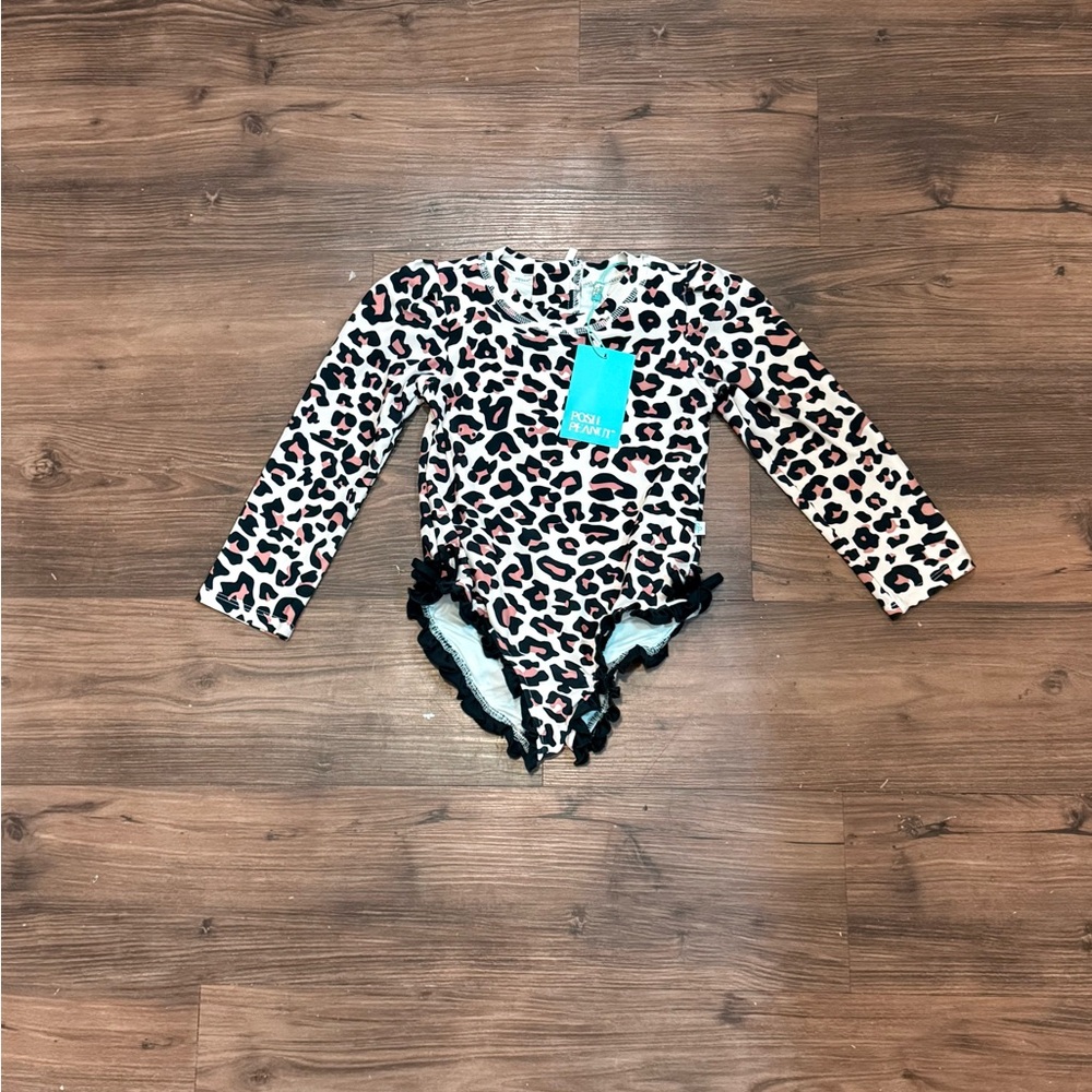 Posh Peanut Lana Leopard Rashguard long sleeve swimsuit